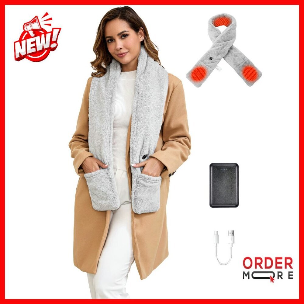 Graphene Heated Scarf With 10000mah Battery, 3 Heat Settings, Machine Washable